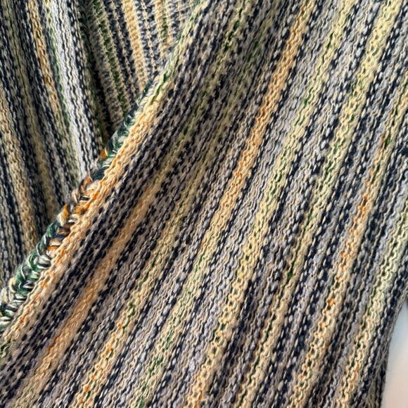 POL Women’s Boho Open Knit Long Line Fringe Trim Oversized Open Front Cardigan S - Picture 5 of 9